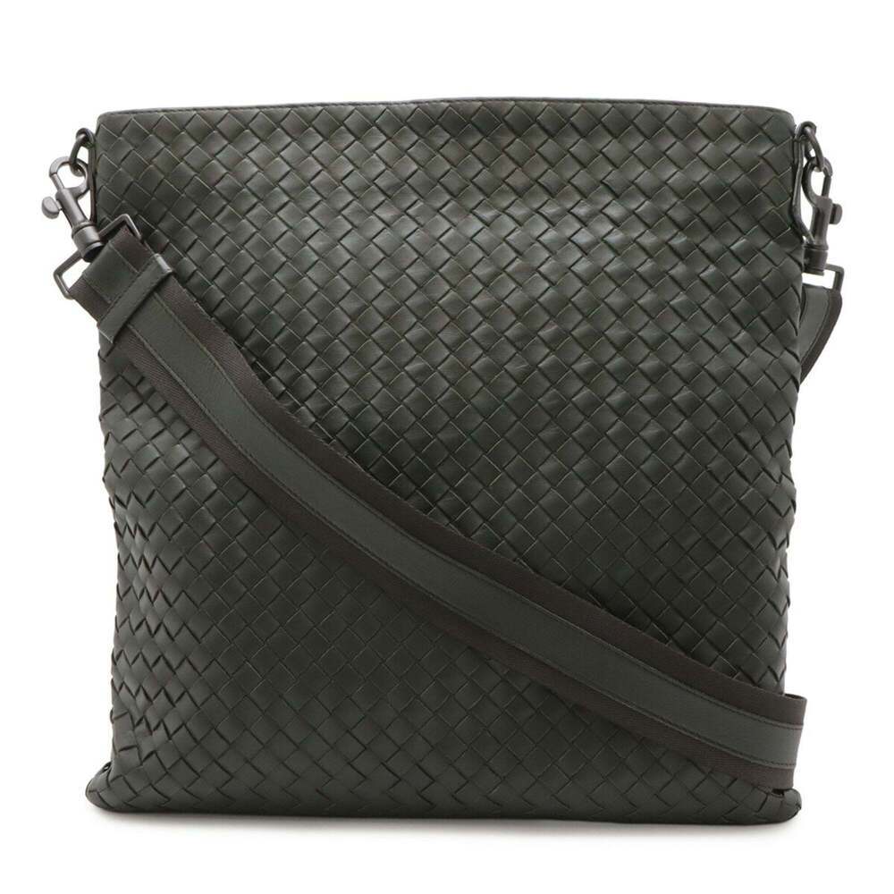 BOTTEGA VENETA Green Leather Intrecciato Shoulder Bag